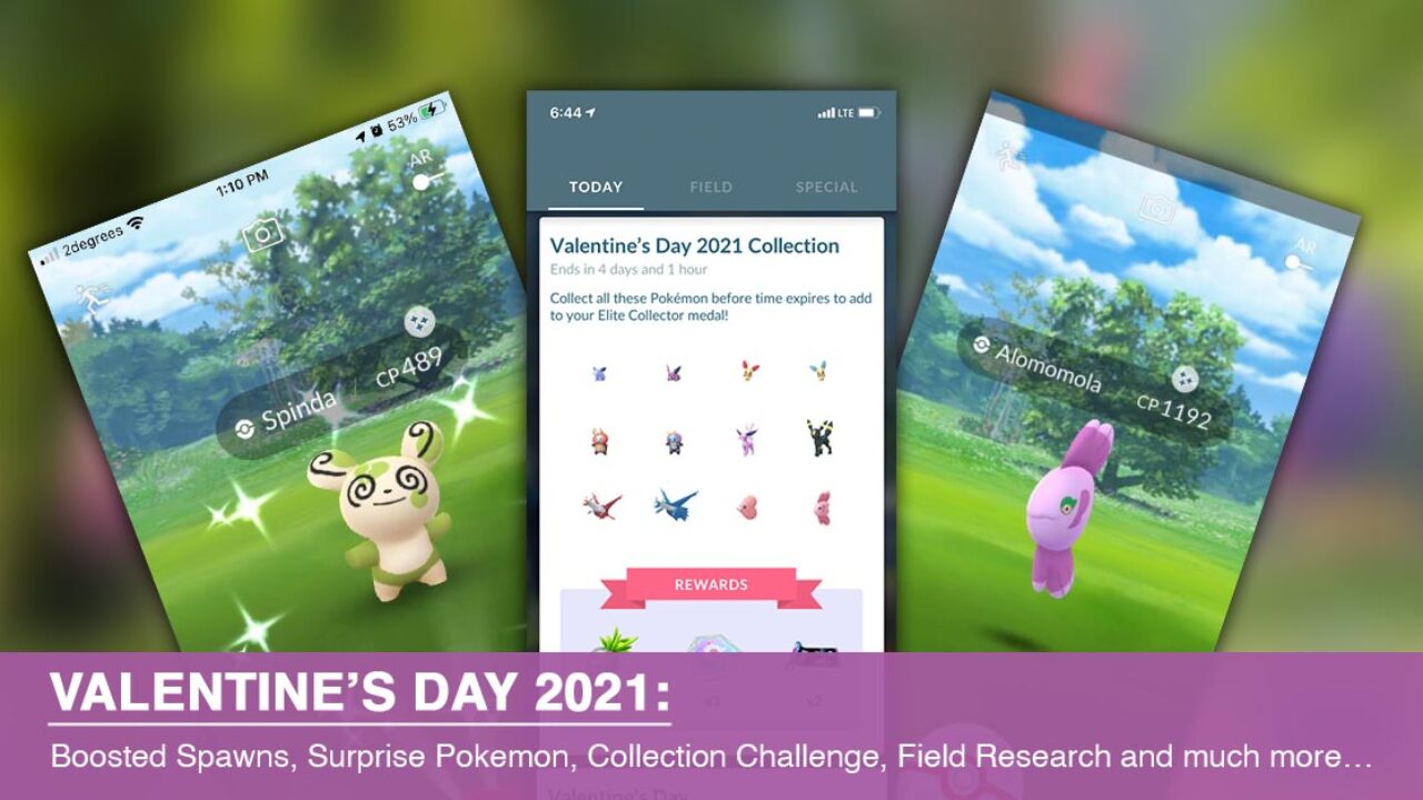 Valentines Day 21 Boosted Spawns Surprise Pokemon Collection Challenge Field Research And Much More Pokewreck